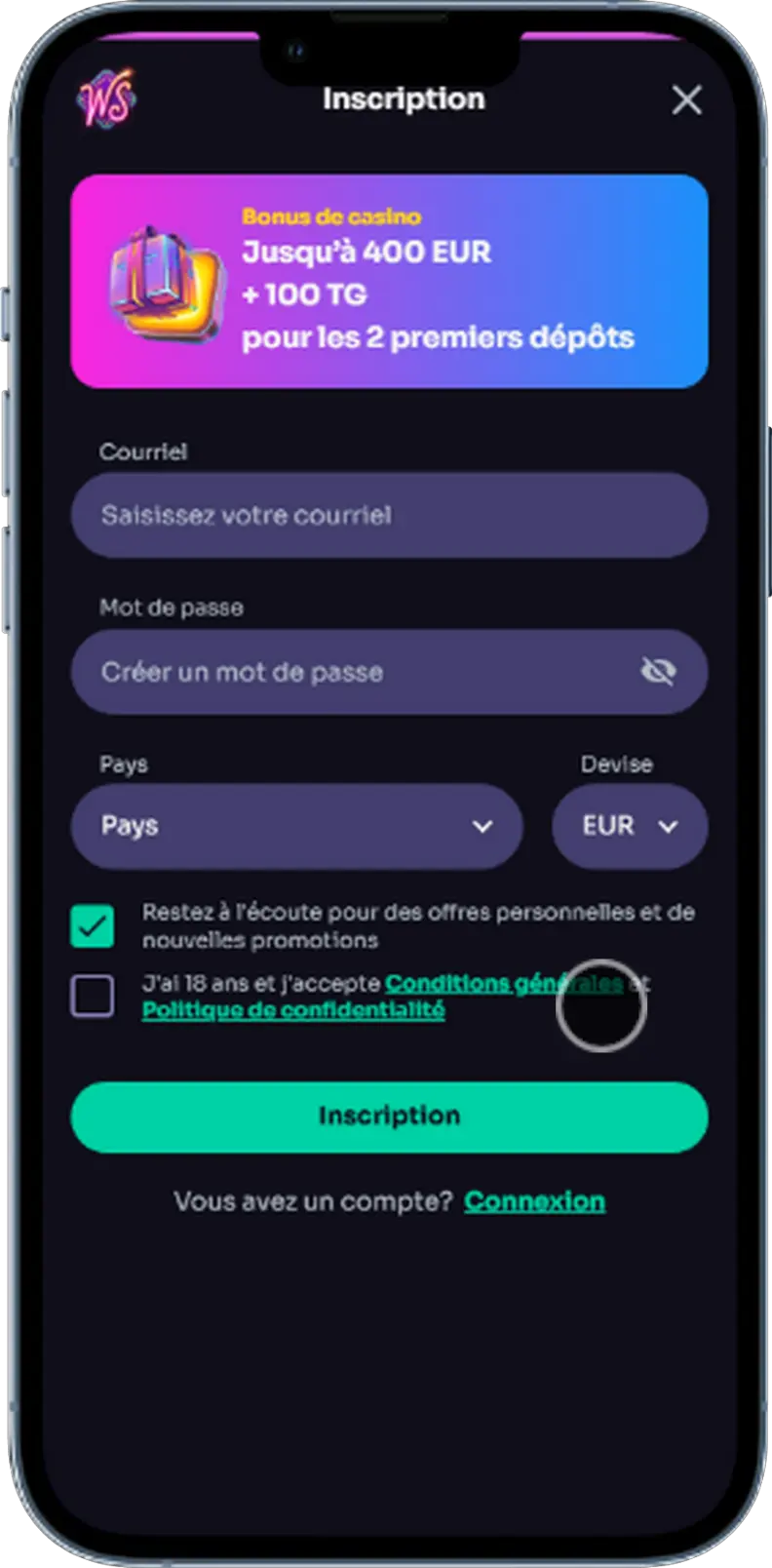 Adresse e-mail enregistrée du casino WinSpirit